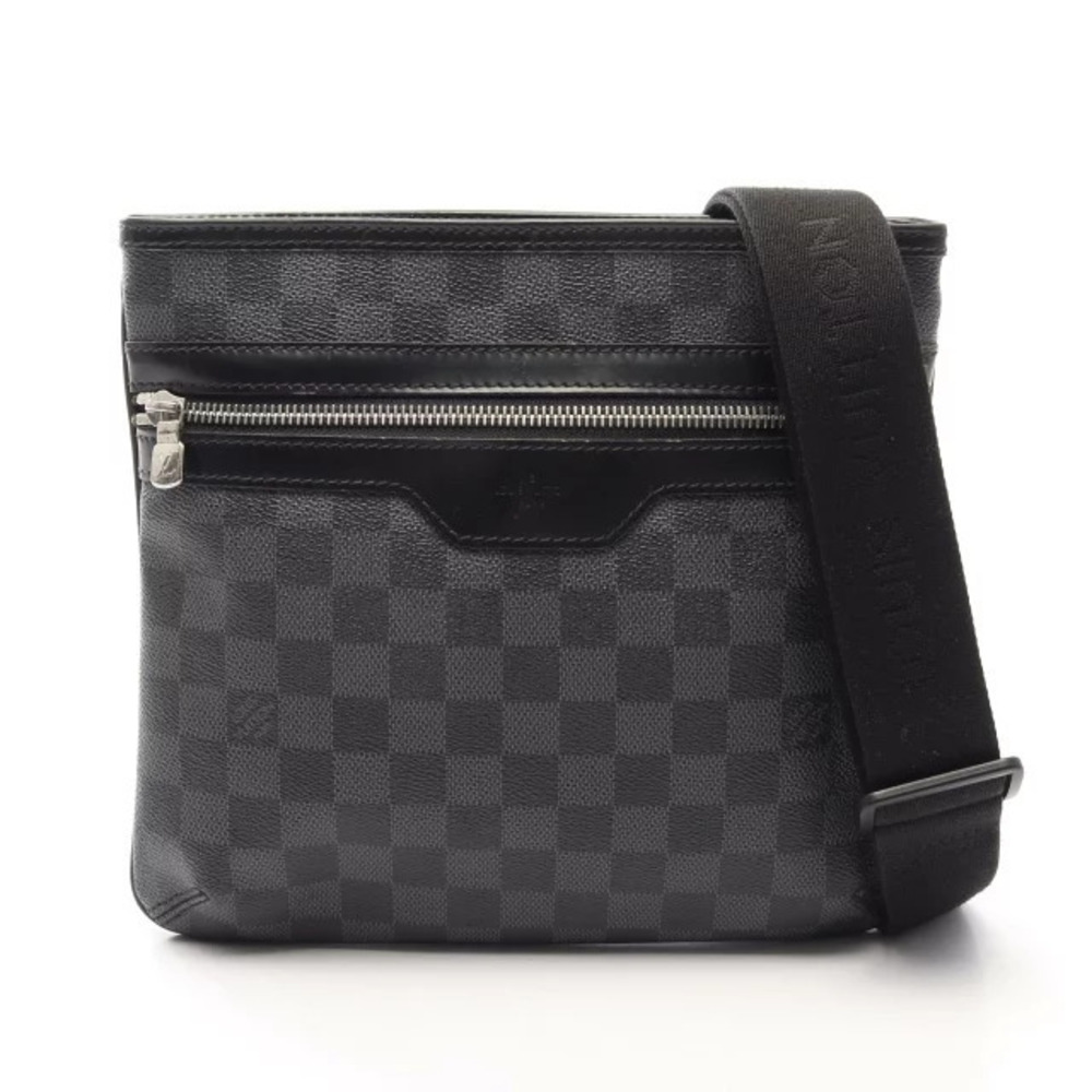 Louis Vuitton Thomas Shoulder Bag Canvas Leather Damier Graphite Black